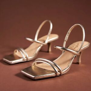 Seychelles Metallic Gold Strappy Mid Heel Sandals